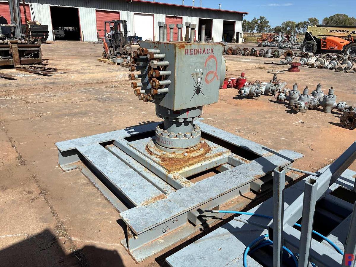 Used 7’ X 6’ FRAC TREE TRANSPORT SKID W/ 7-1/16” FLUID CROSS & FORKLIFT POCKETS