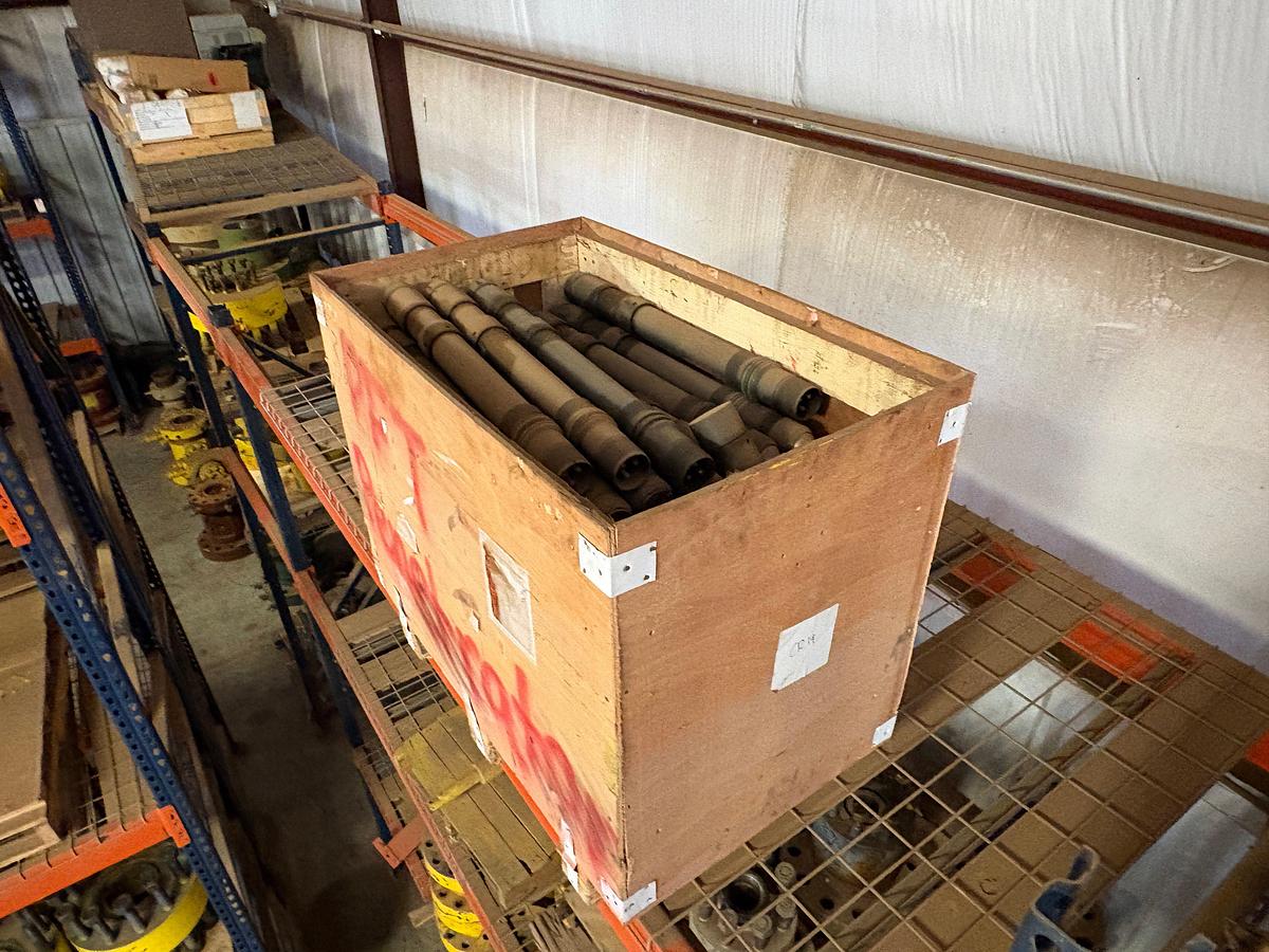 Used (3 shelves) w/ (18) assorted single stud adapters, 5” spacer spools, hydraulic valve actuator & valve stems