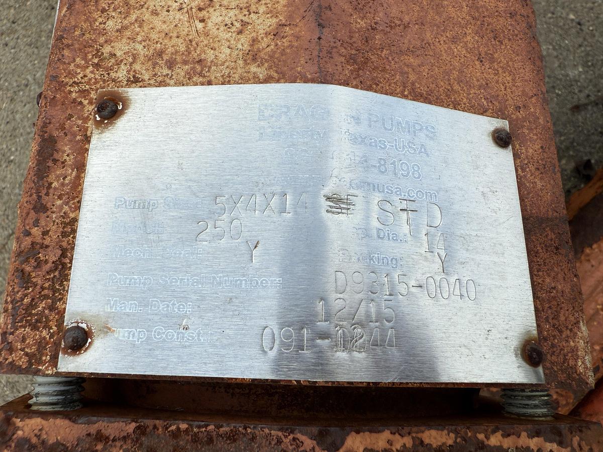 Used 2015 DRAGON 5X4X14 CENTRIFUGAL PUMP & (2) 72” SQUARE TUBING TURNBUCKLES