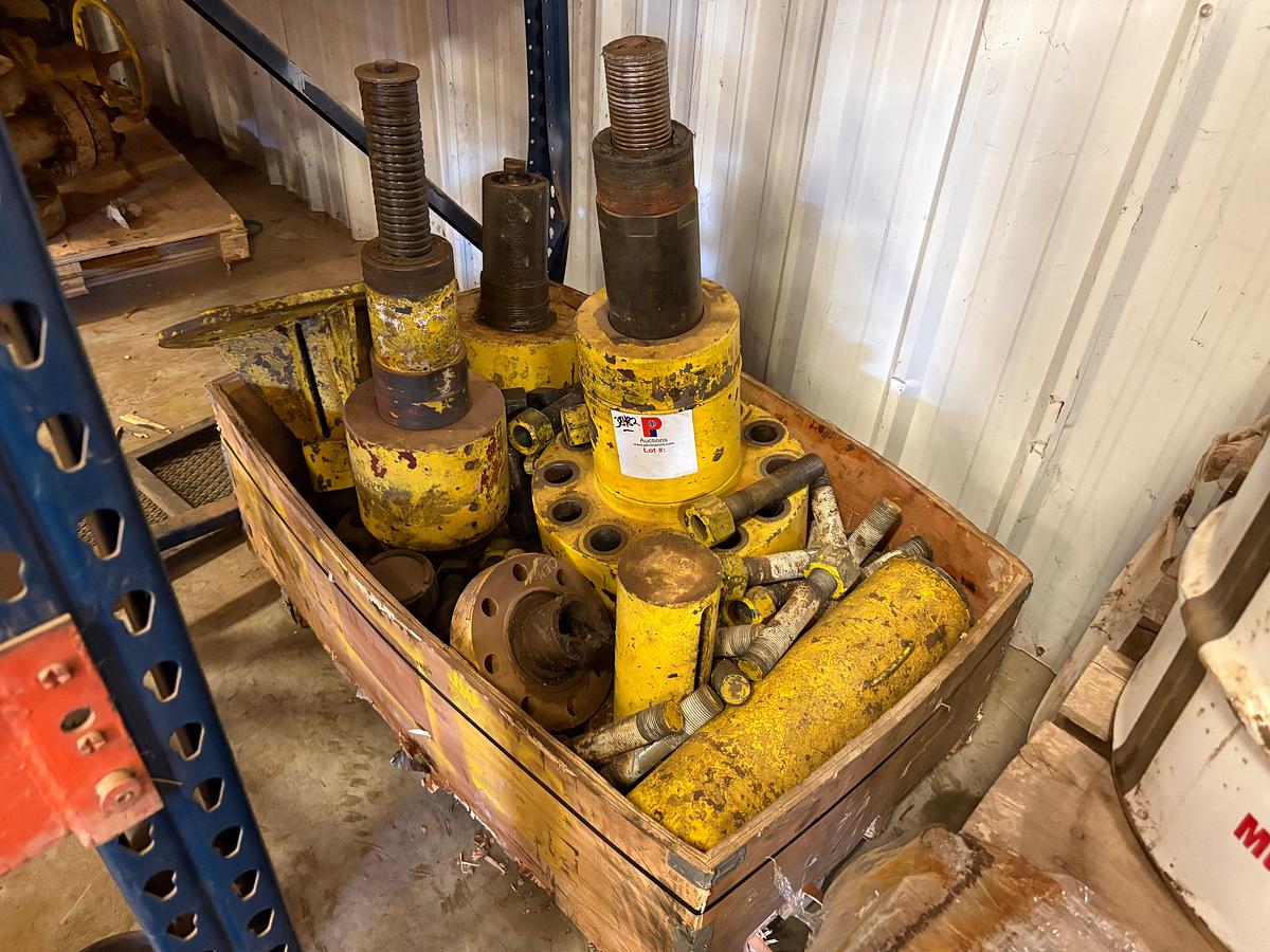 Used Crate of frac valve bonnet flanges, valve stem parts, & flange bolts
