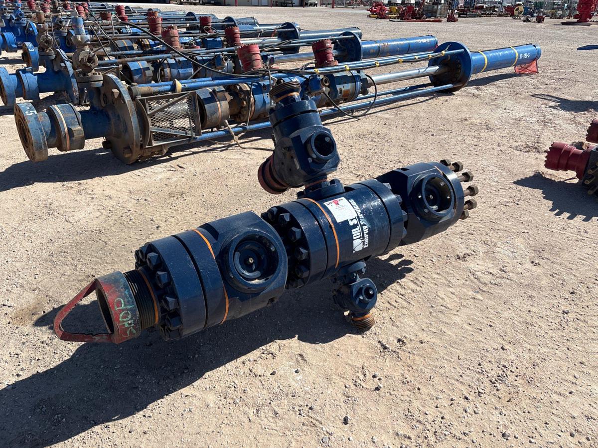 Used 5” x 2-1/12” 15k fluid cross w/ (2) 5” ball valves & (2) 2” ball valves