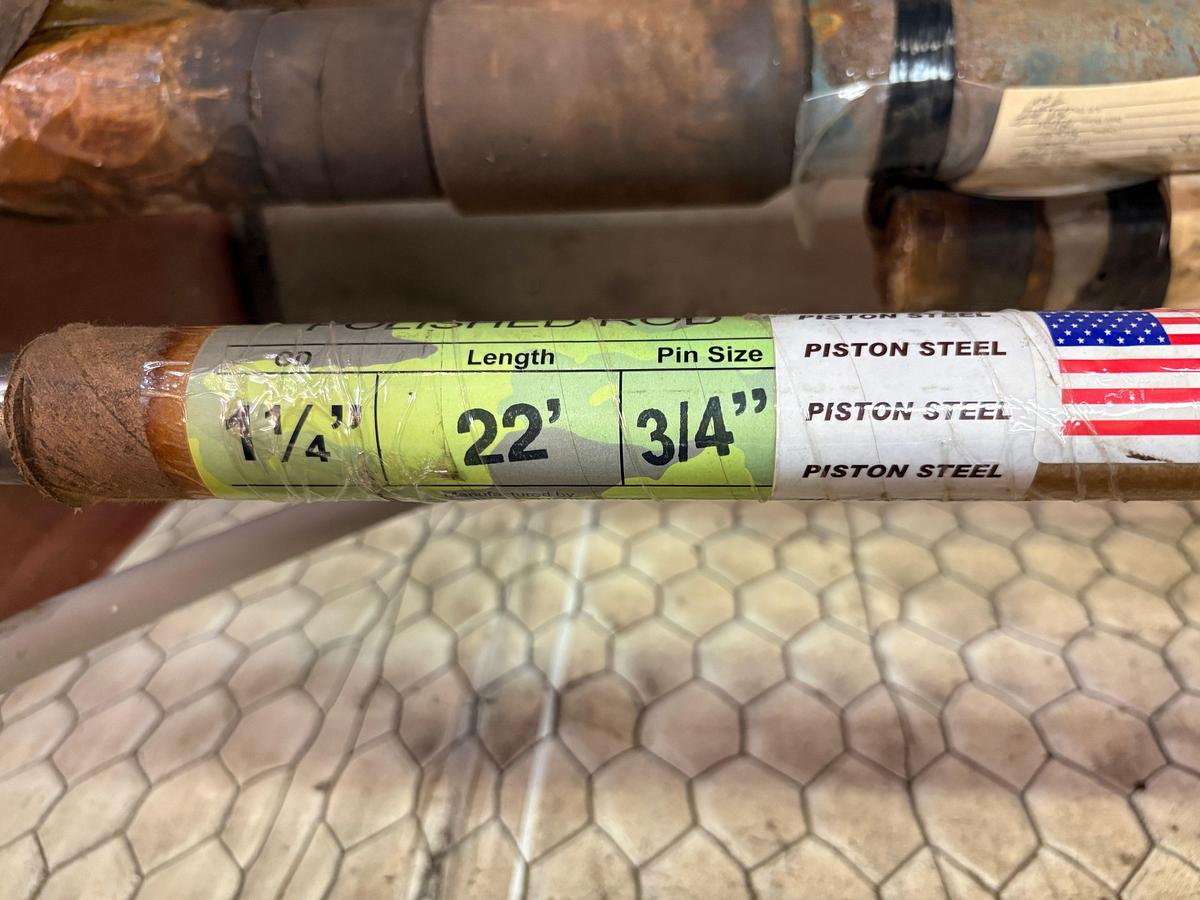 Used 1-1/4 x 22’ x 3/4 pin piston steel polished rod