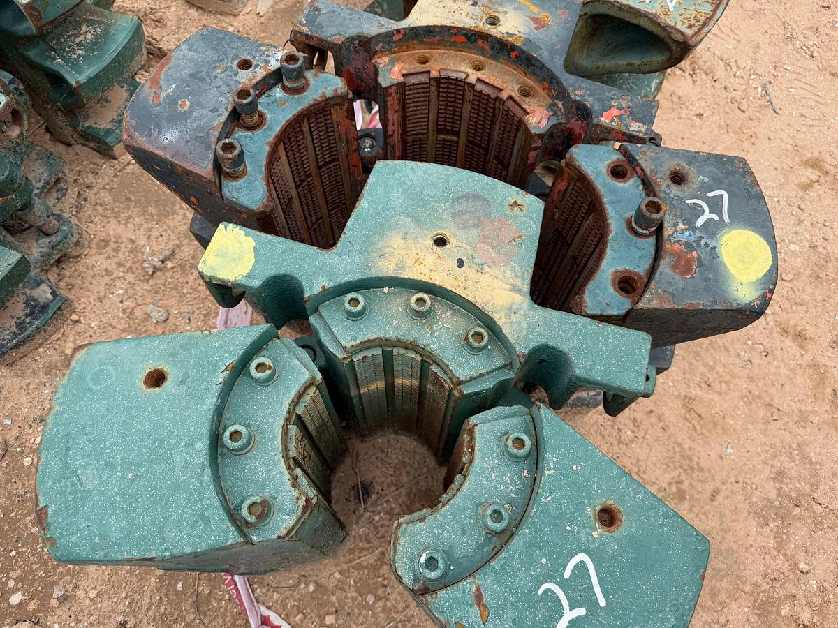 Used LOT OF (24) ASSORTED VARCO BJ 3-1/2”, 4-1/2”, 5-1/2”, 7-5/8” CASING SPIDER SLIPS
