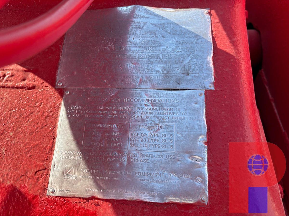 Used GARDNER DENVER TEE TRIPLEX PUMP, SKIDDED