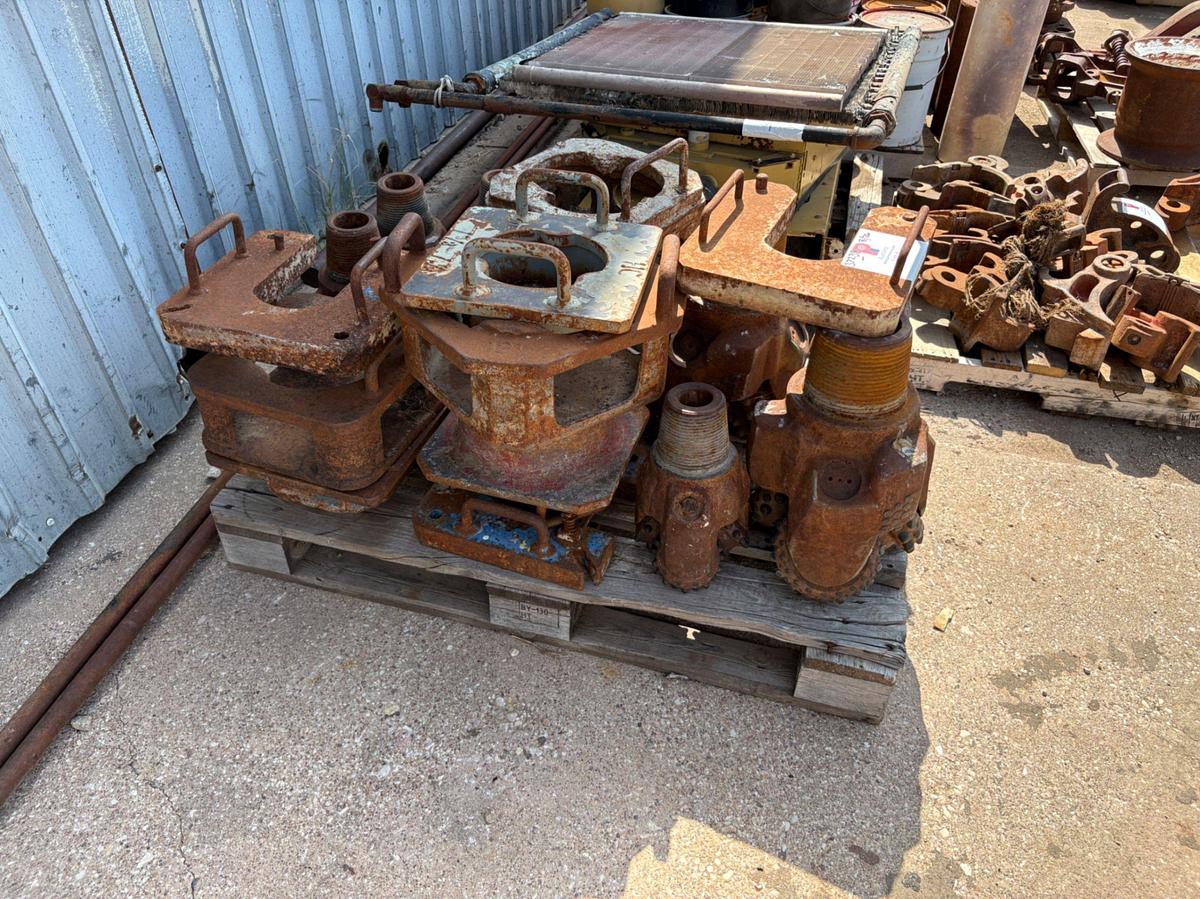Used (6) assorted size tricone drill bits & (8) assorted bit breakers & slip plates