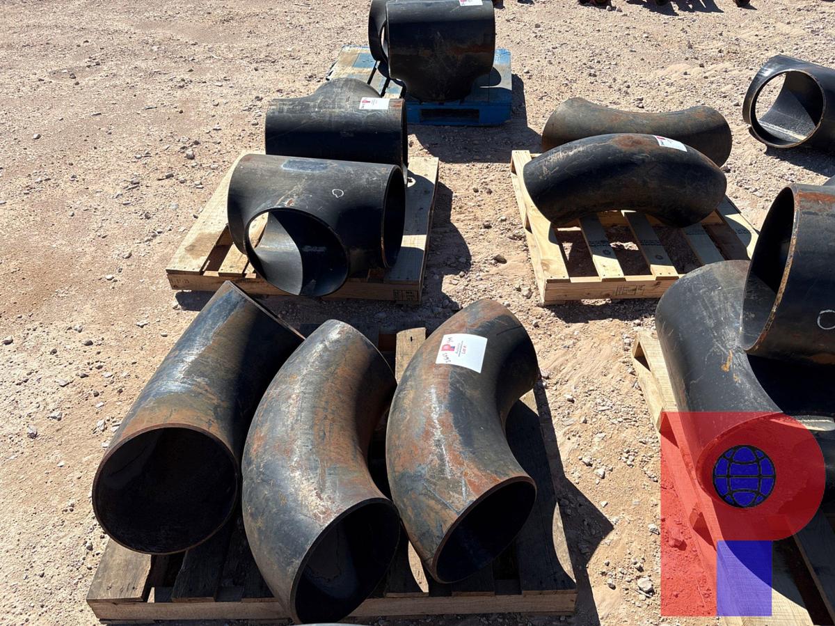 Used (6 PALLETS) W/ ASSORTED 12” & 16” WELD-ON PIPE “T” FITTINGS & ELBOWS