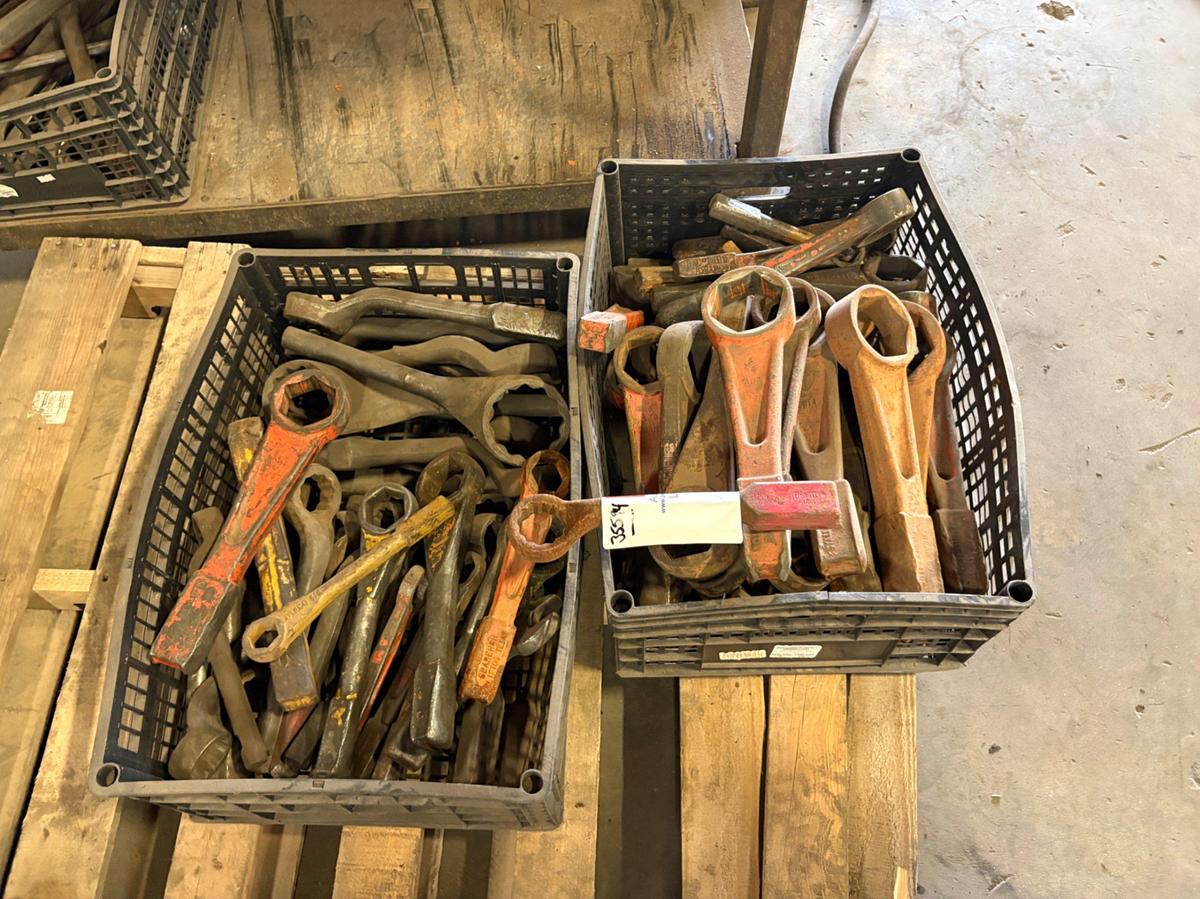 Used (2) crates of assorted hammer wrenches, 1” to 2-7/8” wrenches