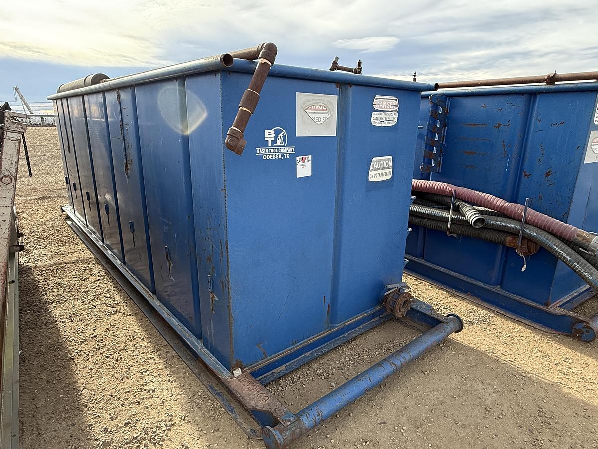 Used 18’L X 6'W X 6’H 2-COMP. REVERSE PIT W/ GAS BUSTER, CATWALK