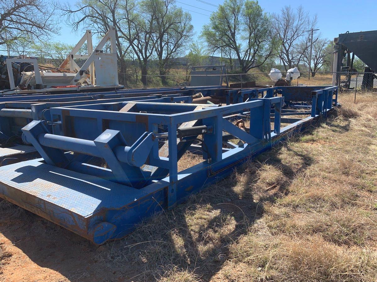 Used 42’ L x 8’ W x 4’ T Pipe Tub w/ Hydraulic Lift Cylinders