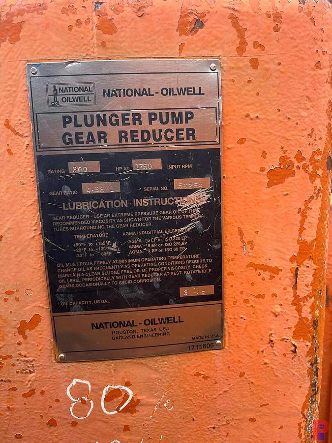 Used NATIONAL JWS-340 TRIPLEX MUD PUMP W/O POWER