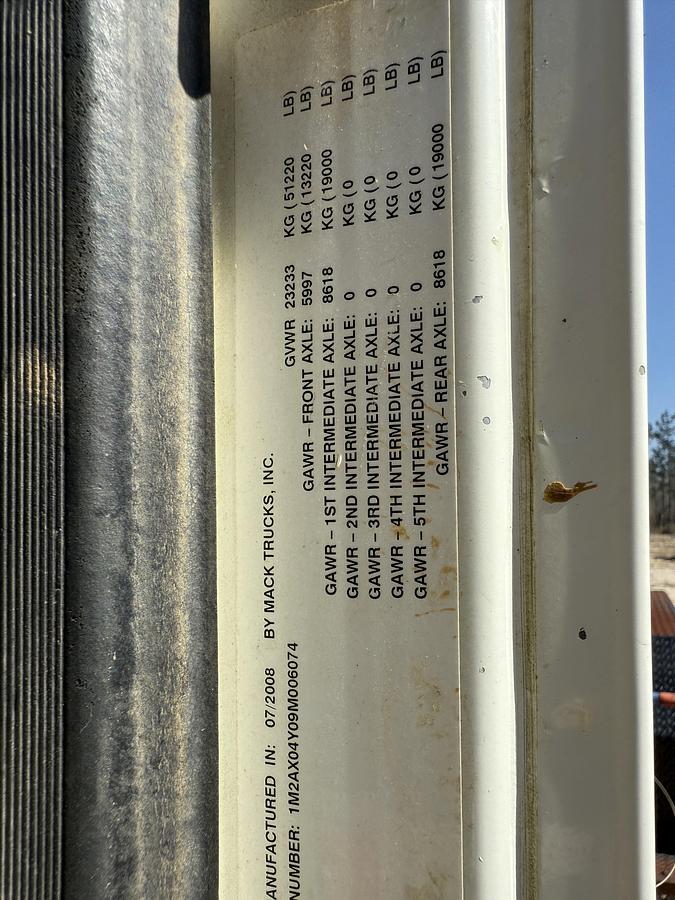 Used 2009 MACK GRANITE GU713 T/A WINCH / VACUUM TRUCK