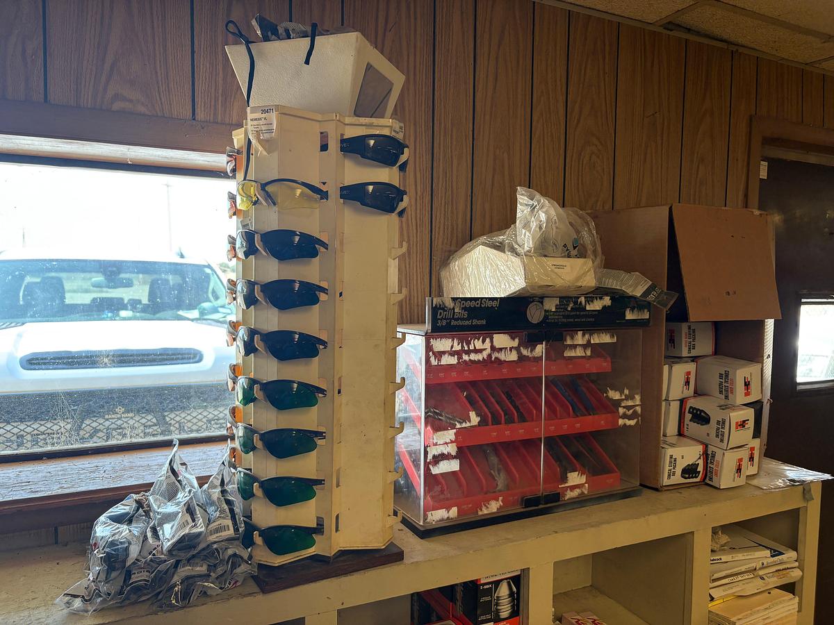 Used 18-bin shelf w/ contents
