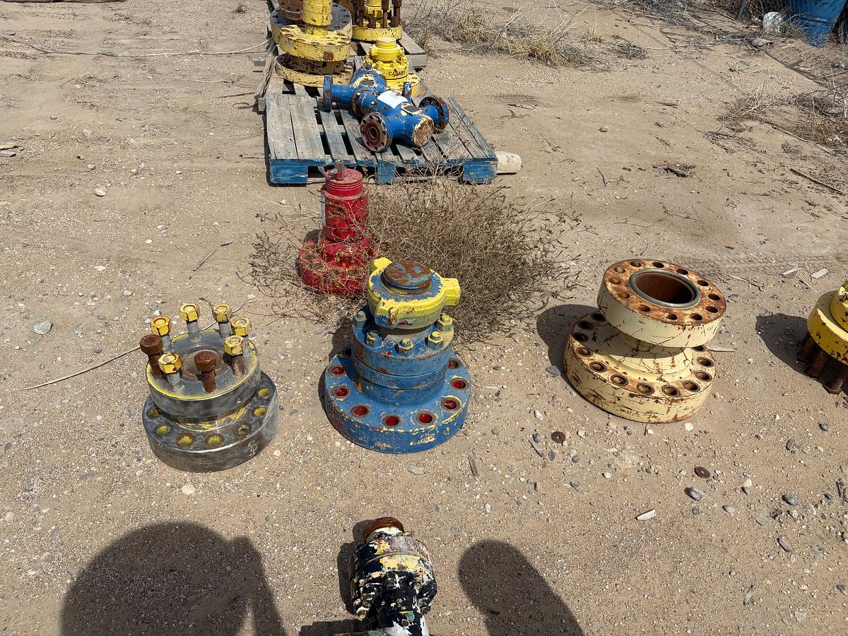 Used Lot of assorted 2” gate valves, fluid crosses, DSAs, landing flanges, & spools