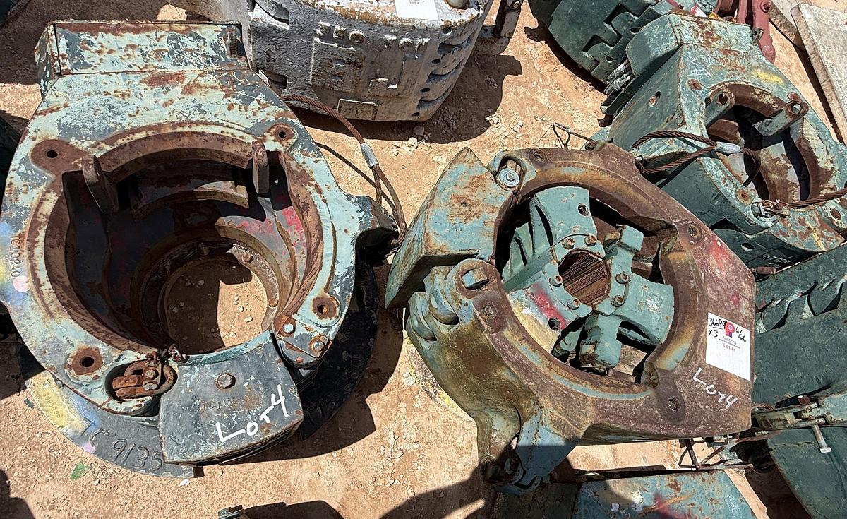 Used LOT W/ (1) NOV & (1) TEXAS INT. 250-TON & (1) BJ 175-TON SLIP TYPE SPIDER CASING ELEVATORS