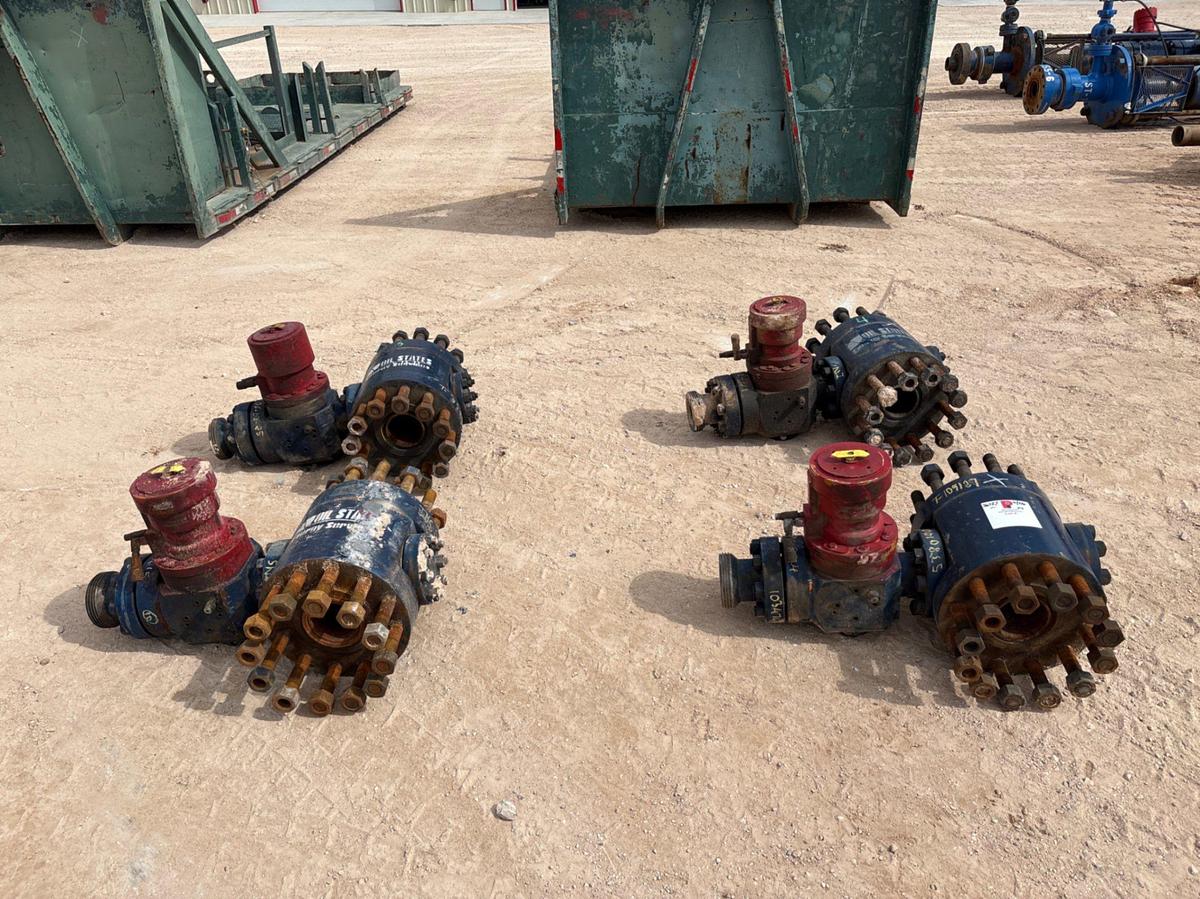 Used (4x$) (4) 5” x 2-1/2” fluid crosses w/ hydraulic ball valves