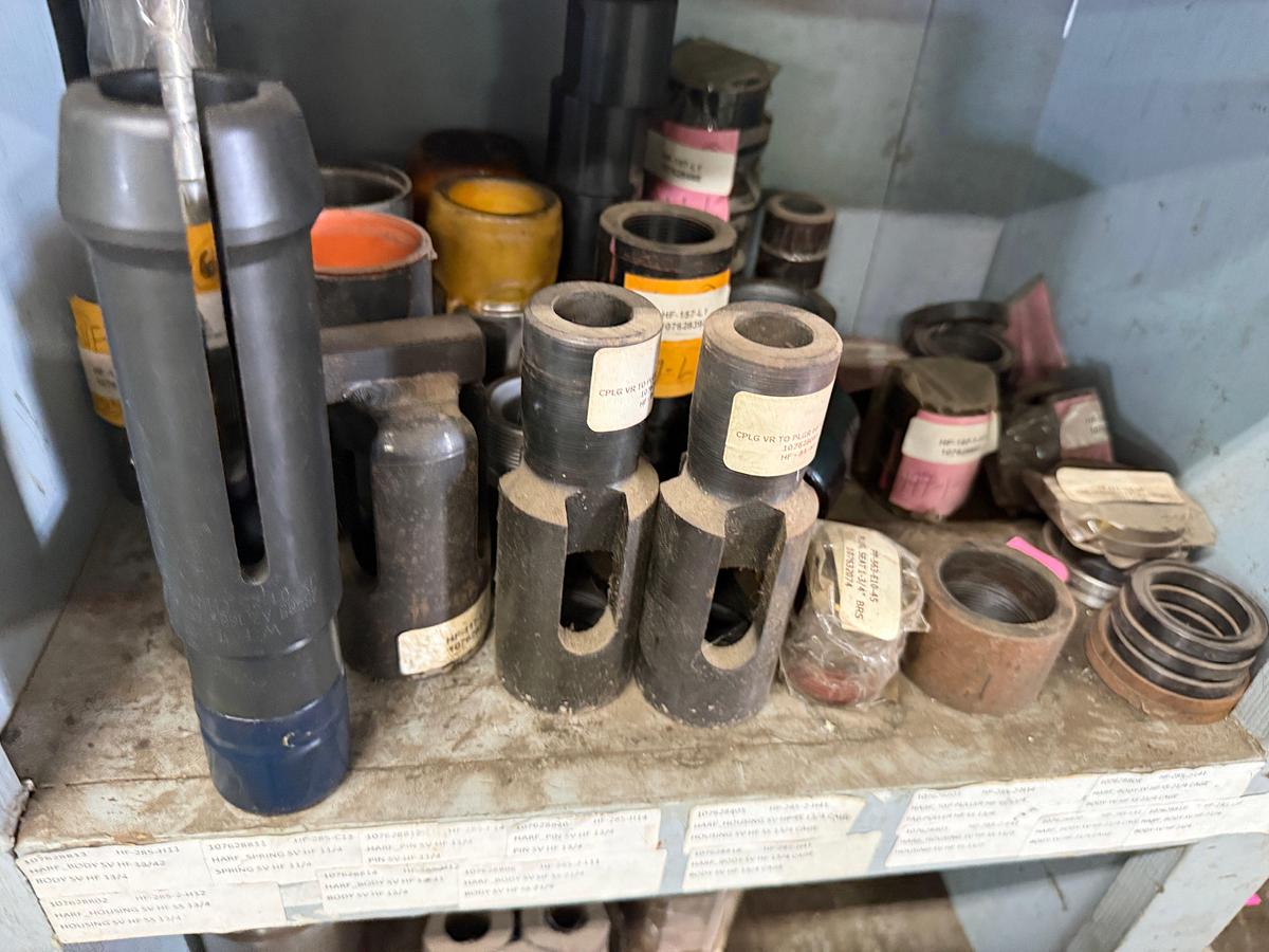 Used 5-BINS (100+) STAINLESS CAGES, BRASS CAGES, PULL ROD CONN, MECH & MANUAL HILD DOWNS, F/ 2”& BIGGER PUMP PARTS