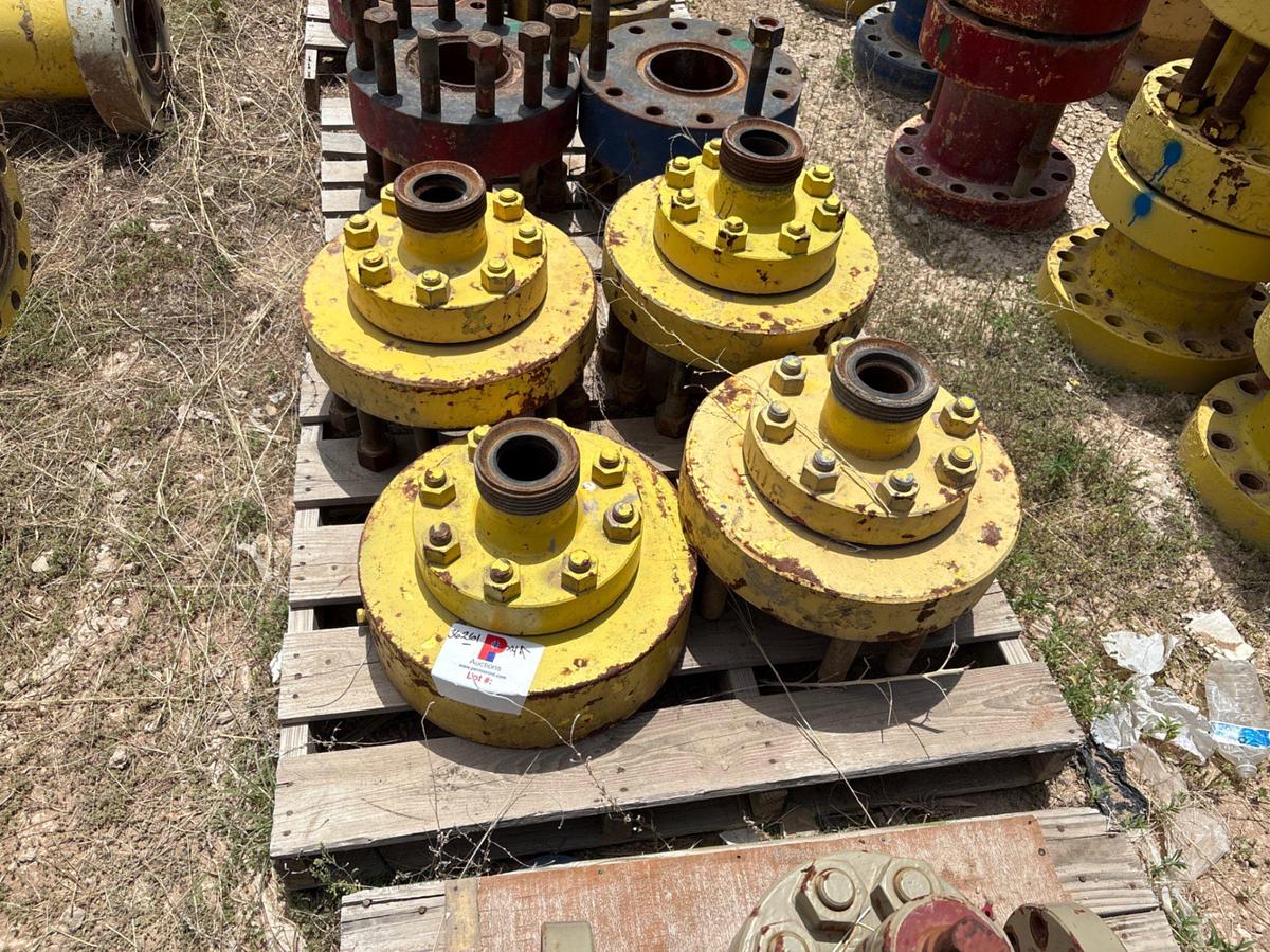 Used (4 pallets) assorted weco flanges, DSA’S, (2) 7” x 4” fluid crosses, etc