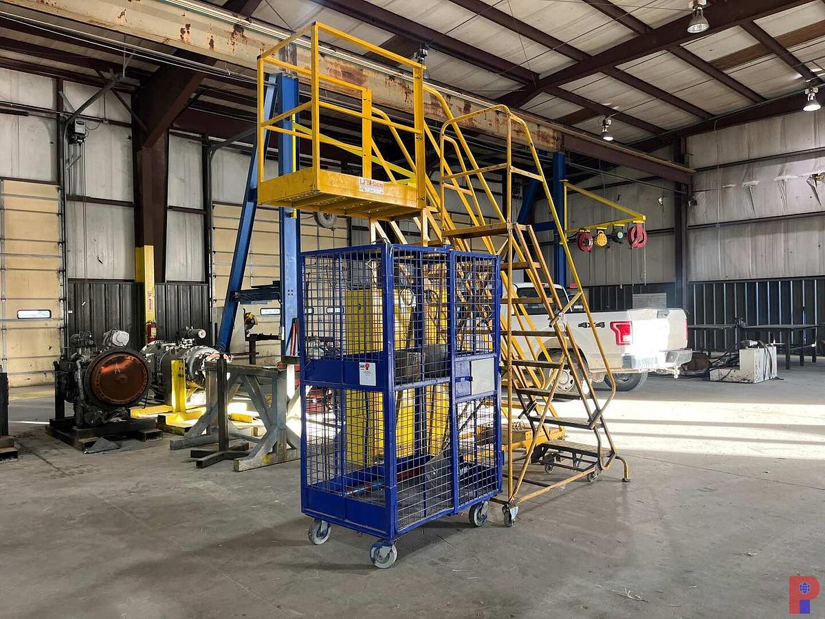 Used (2) ROLLING STAIRCASE LADDERS, (1) FLAMMABLE STORAGE CABINET, (1) ROLLING CABINET