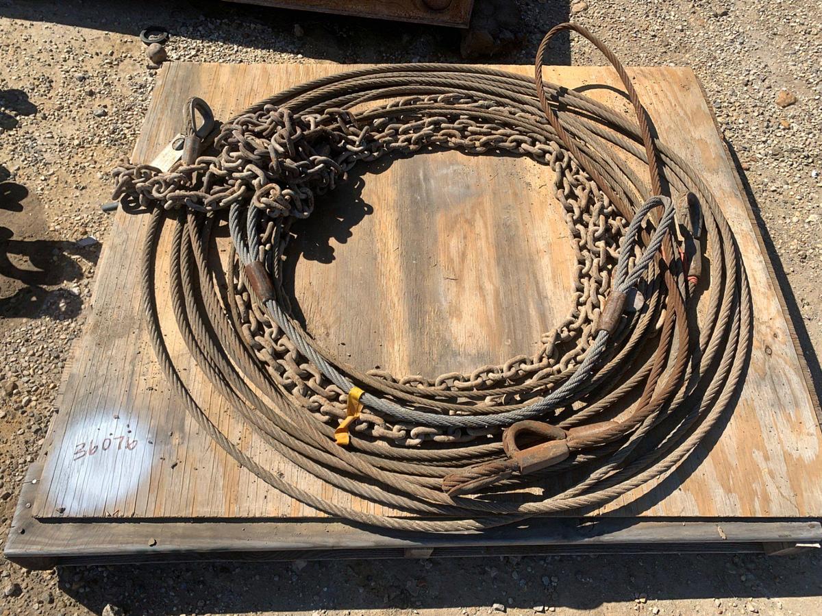 Used (3) Pallets of (15+) Turn Buckles, Spool of 3/8 Wire Rope, and 5/8 Wire Rope
