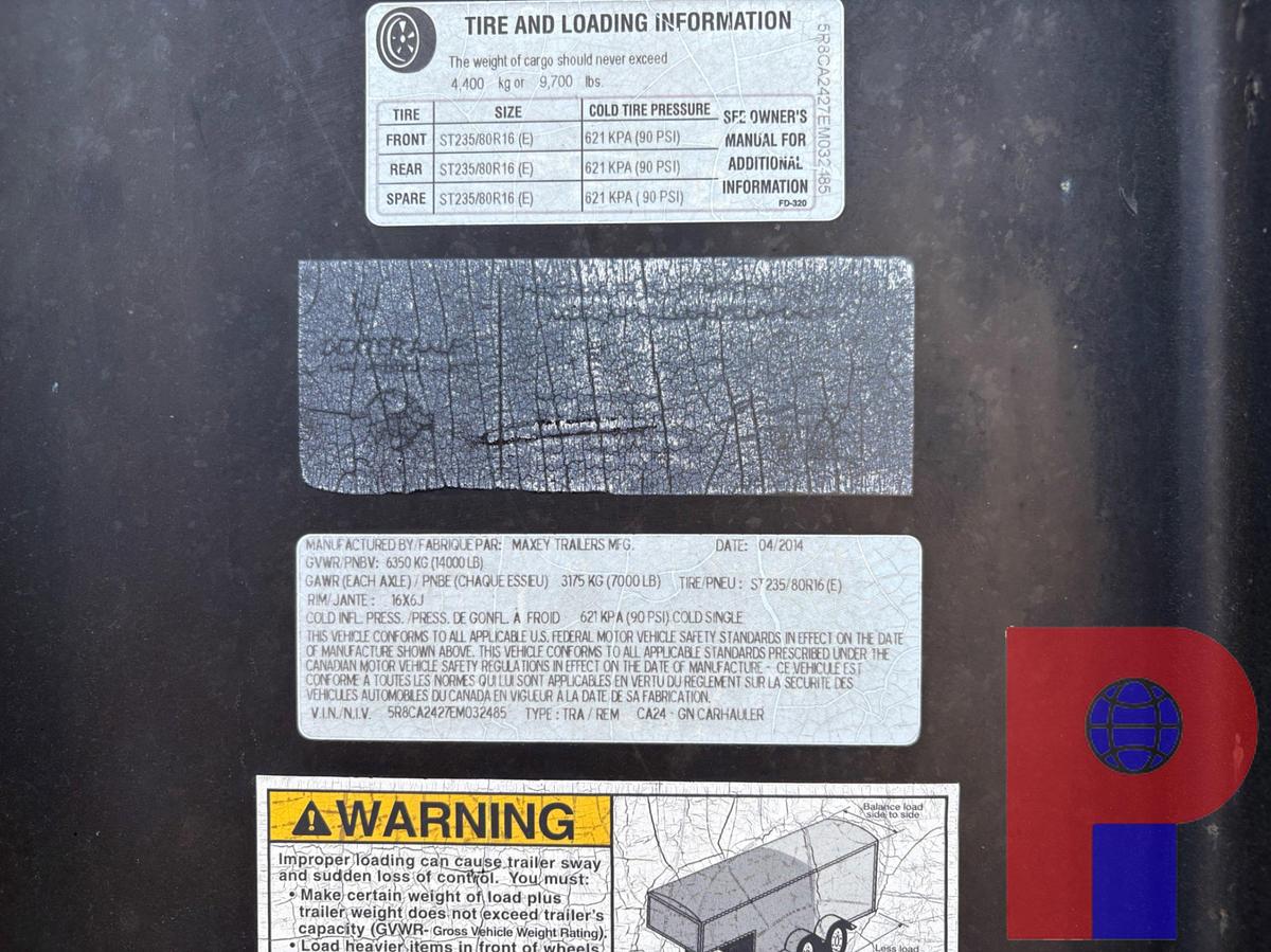 Used 2014 MAXX-D 24’ X 7’ T/A GOOSENECK TRAILER