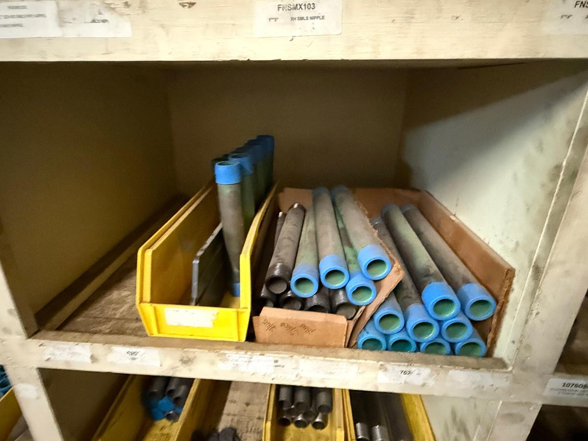 Used SECTION OF (300+) MOSTLY HEAVY WALL 1/4” THRU 2” OD PIPE NIPPLES