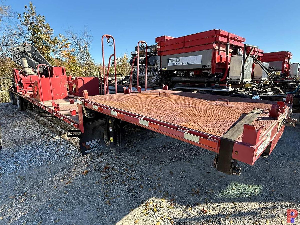 Used 2015 48’ X 102” TRANSCRAFT CRANE WORKS 12.5 TON FASSI CRANE FRAC IRON TRAILER