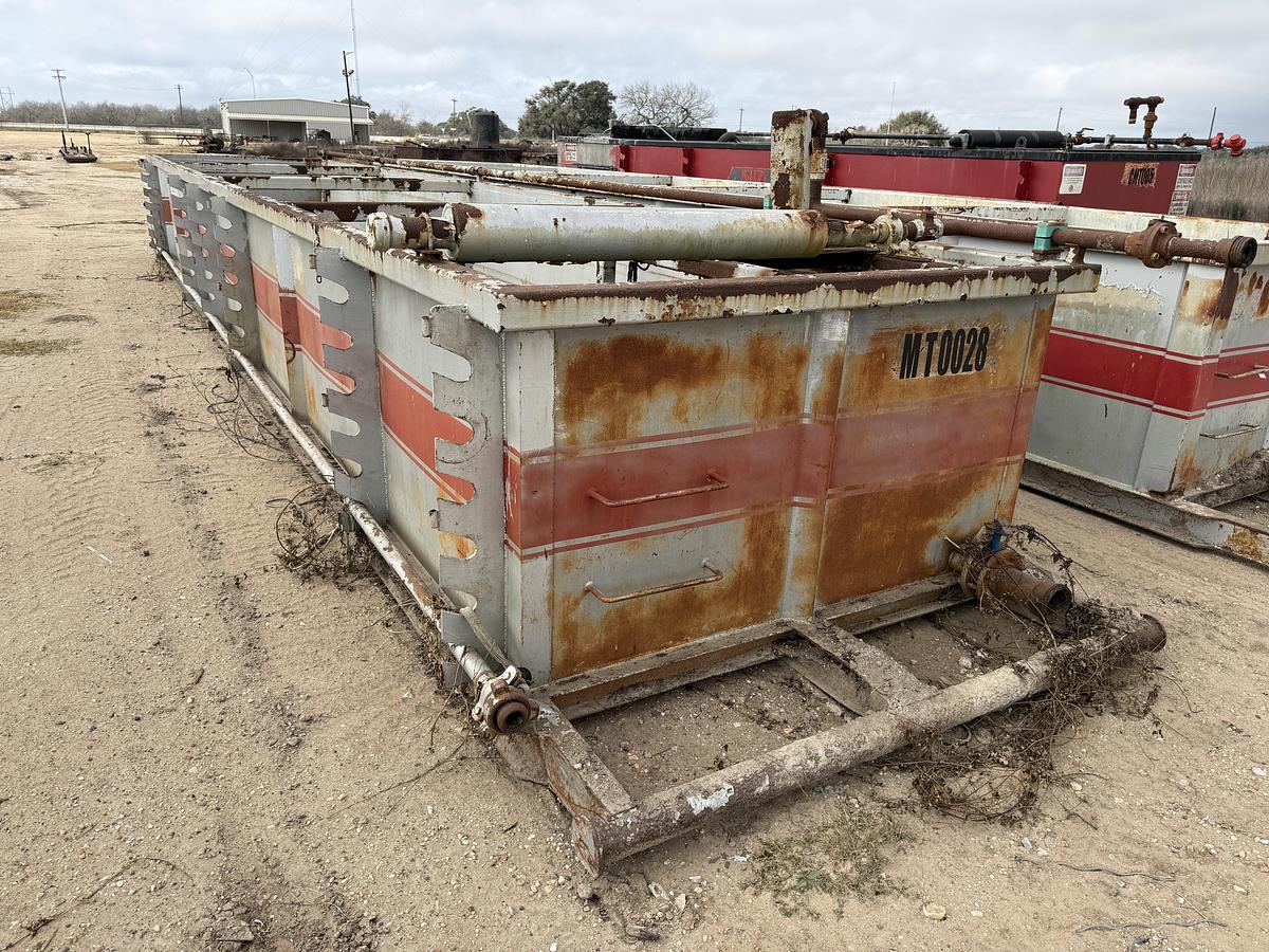 Used 40’ X 87” X 4’ OPEN TOP MUD TANK W/ IRON RACK