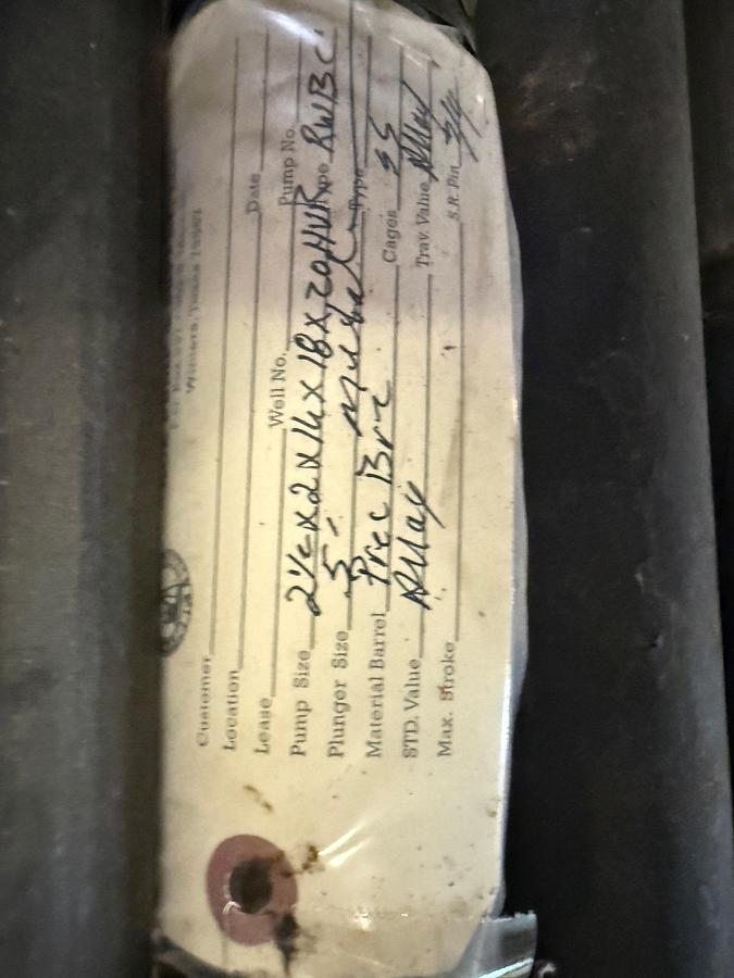 Used 2-1/2 x 2 x 16 x 2 x 2, 5’ MTL PLGR, NIC BBL, HVR, SS TRIM DOWNHOLE PUMP W/ SPIRAL GUIDE & 1’ PONY ROD