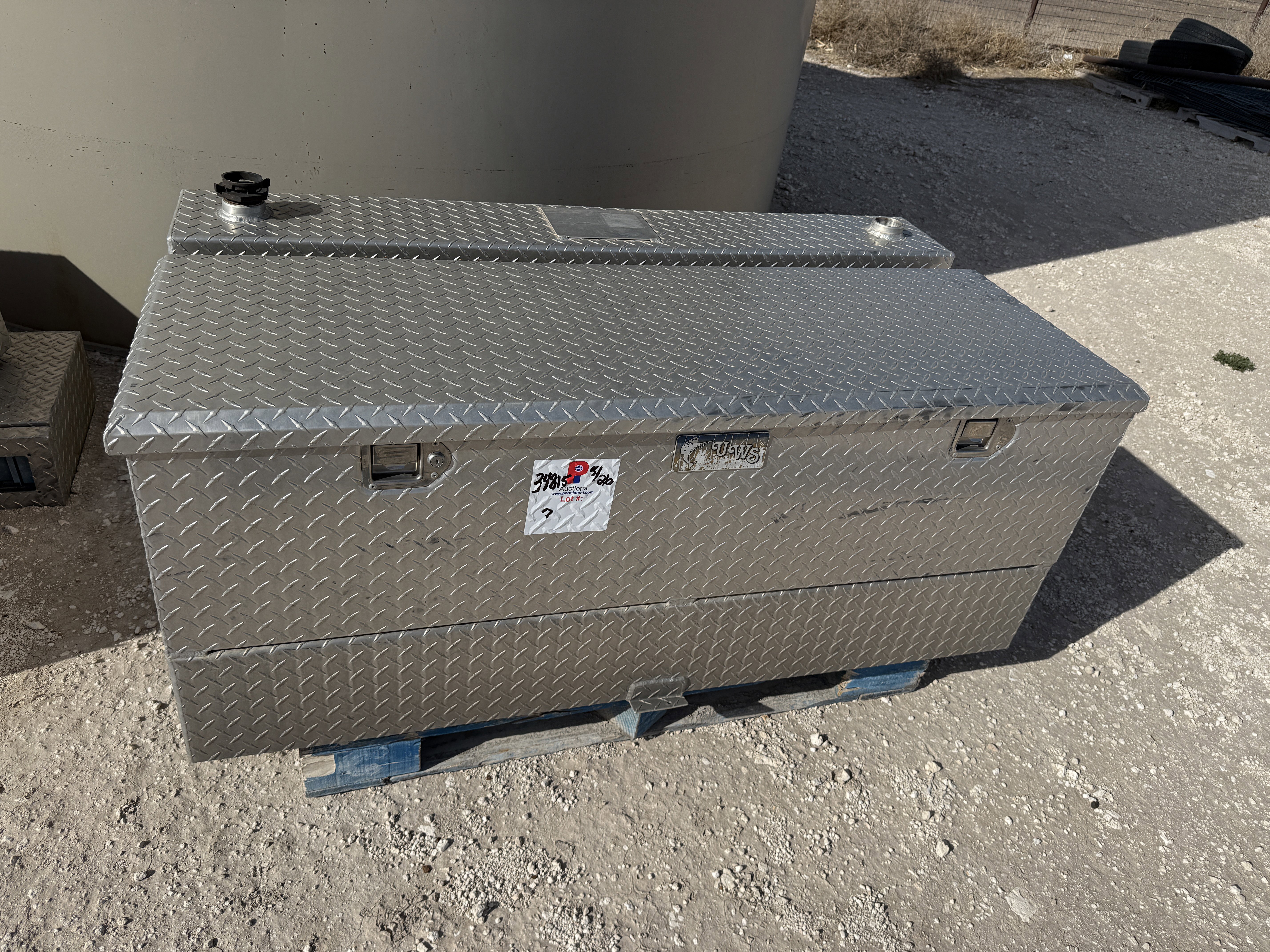 Used UWS 60” X 32” X 24” L-SHAPE FUEL TANK & TOOL BOX COMBO