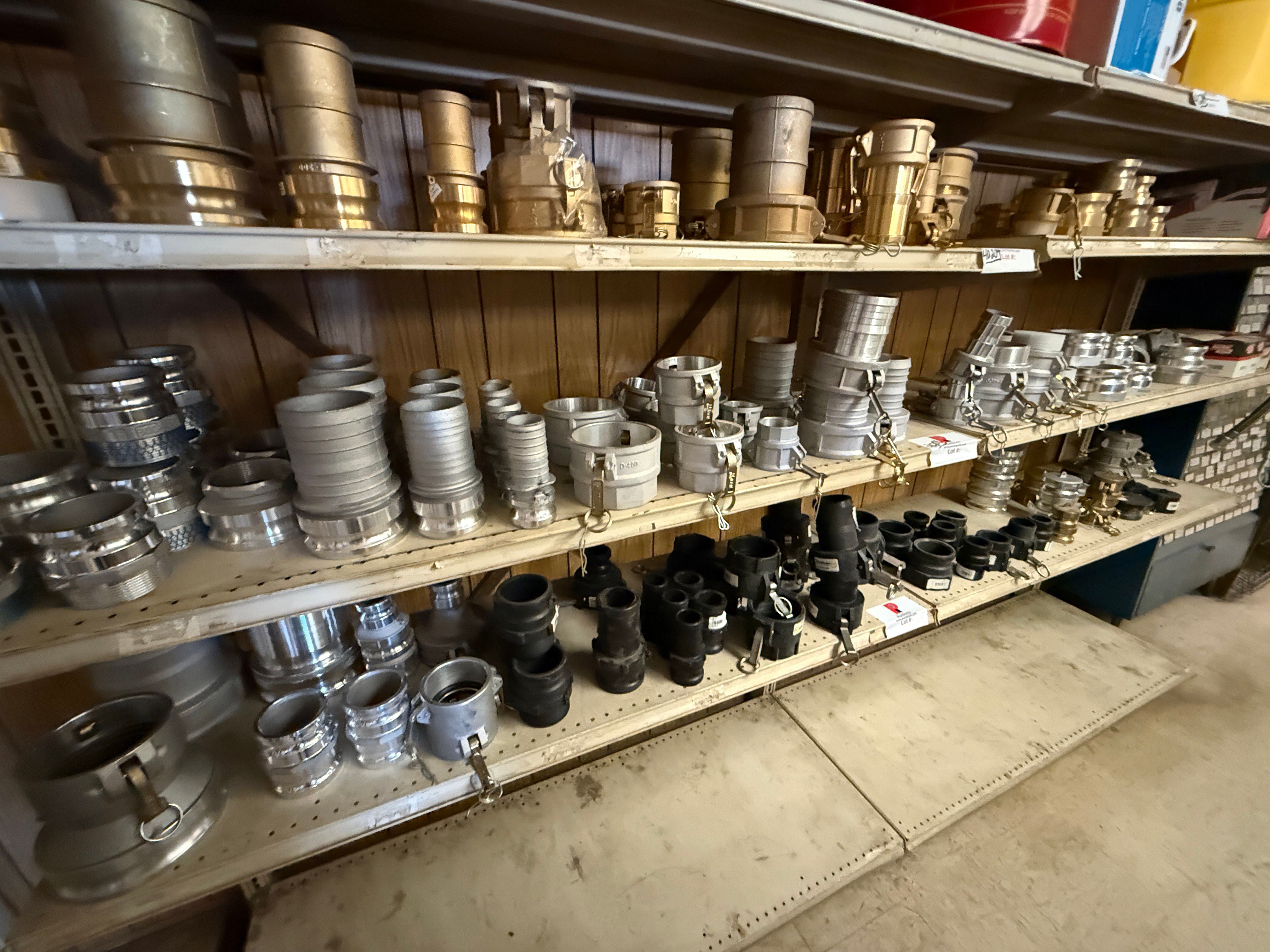 Used 3RD SHELF W/ (30+) 2” THRU 4” ALUM CAMLOCK FITTINGS