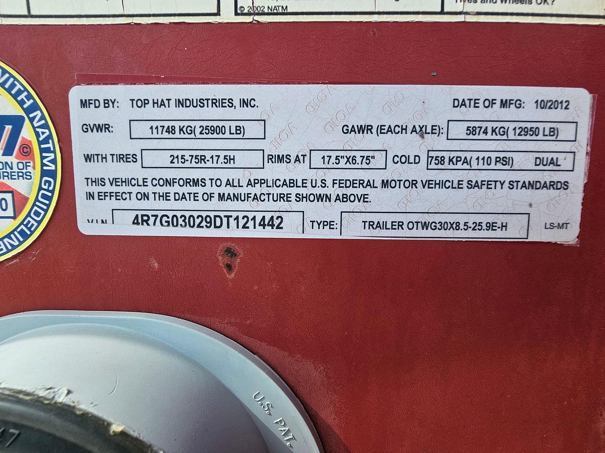 Used 2013 TOP HAT TRAILERS 30’ X 102” T/A GOOSENECK TOOL TRANSPORT TRAILER