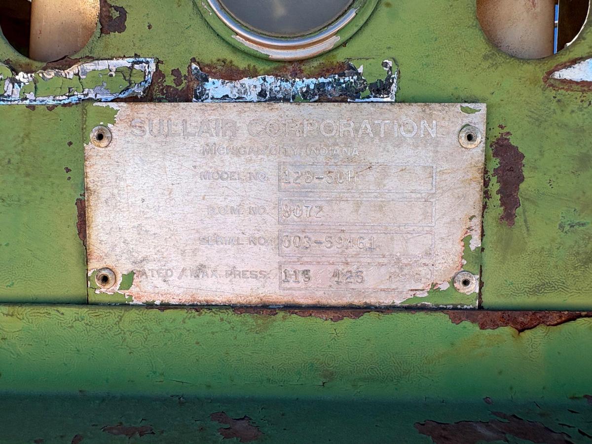 Used Sullair model: 12B-50H 200cfm electric air compressor