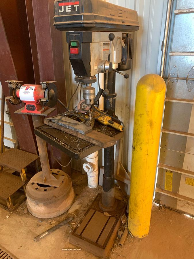 Used JET Step Pulley Drill Press and Stark 6” Electric Bench Grinder