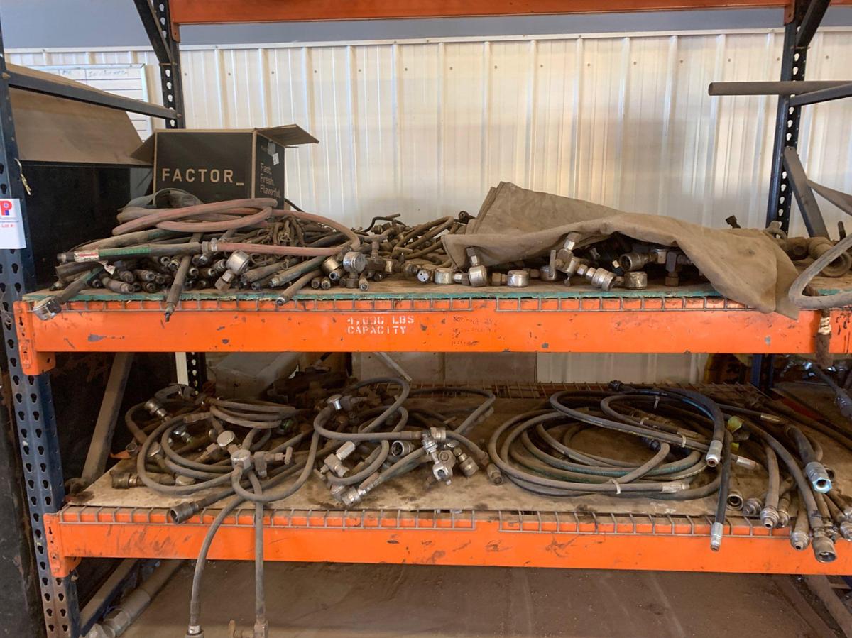 Used 6 Shelves of High Pressure Hoses, Fittings, and Grease