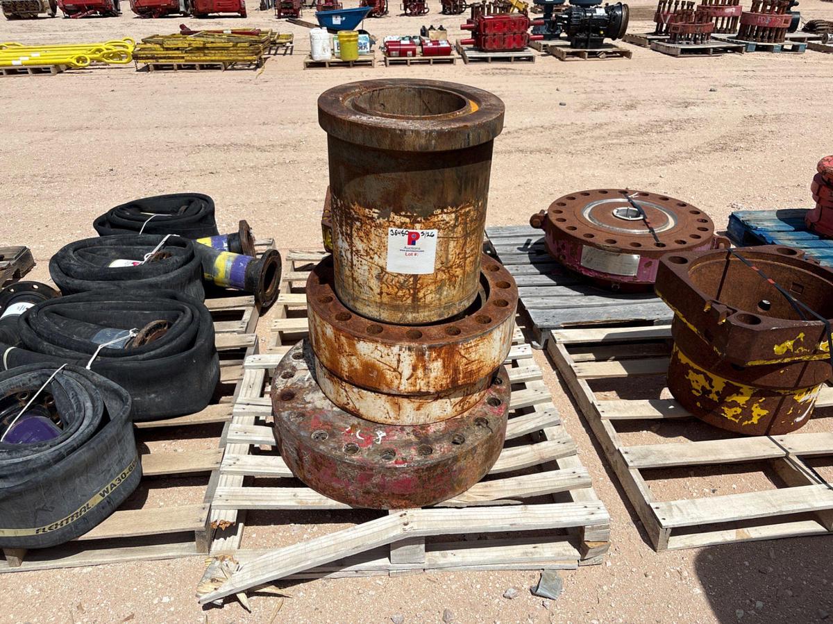 Used (3) assorted high pressure flanges, 11” to 13-5/8”