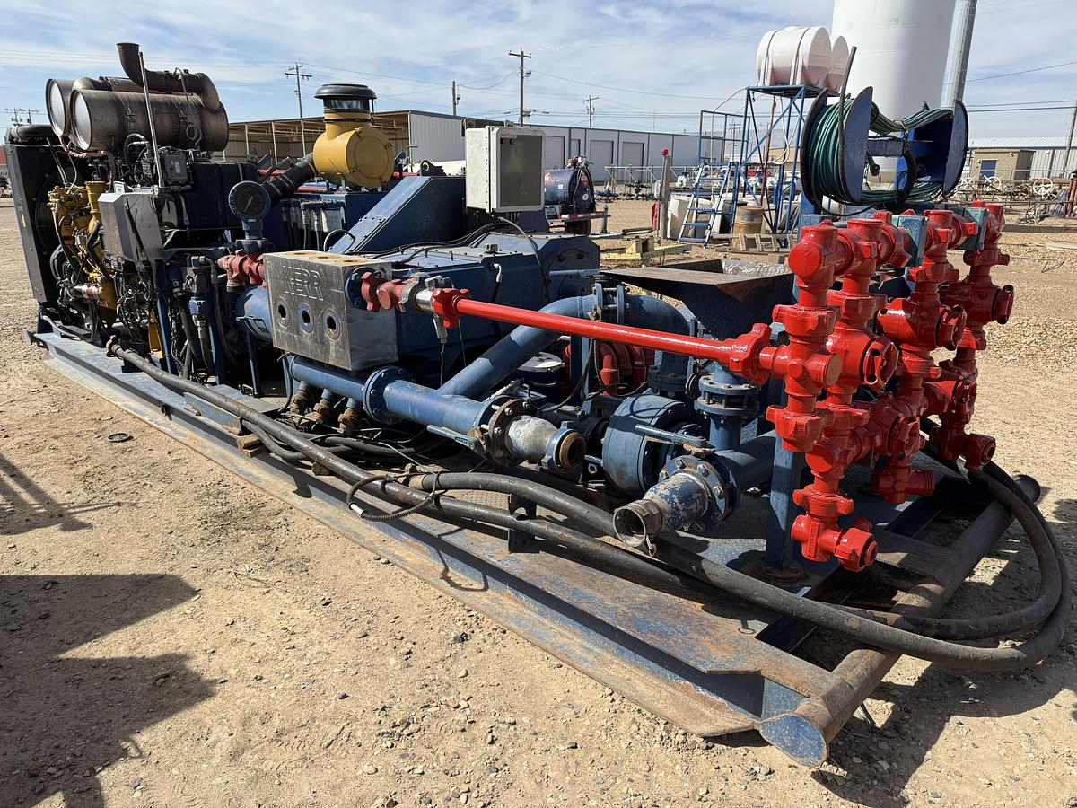 Used 2018 KERR T60 10K WP TRIPLEX WELL SERVICE PUMP P/B CATERPILLAR C18 630-HP, SKIDDED