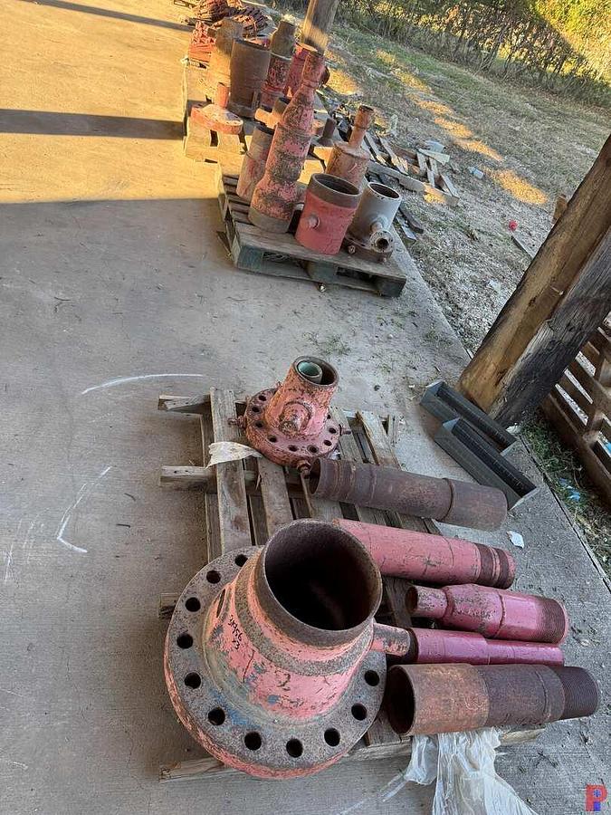 Used (3) PALLETS W/ WELL HEAD ADAPTER FLANGES, SWAGES, & RELATED