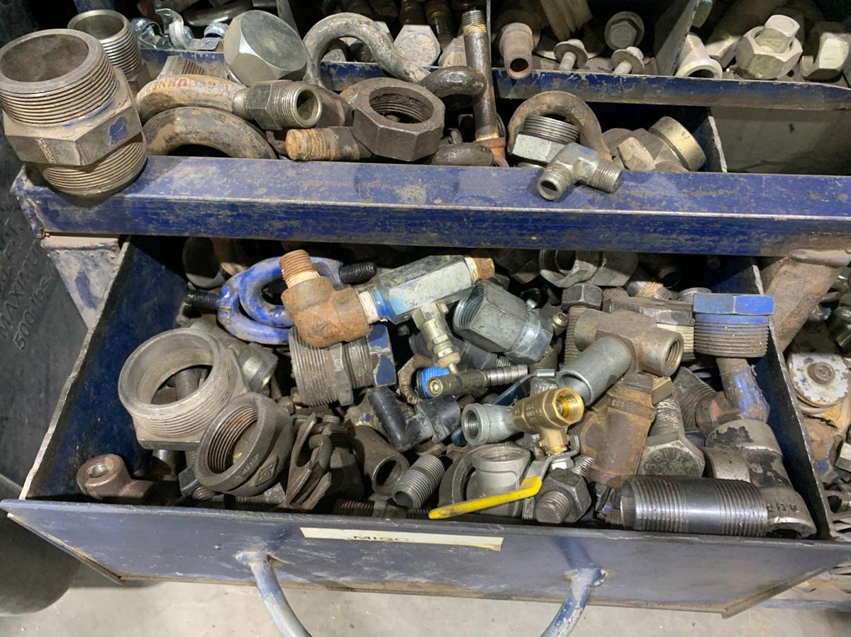 Used Bolt Bin w/ Misc Valves and Fittings