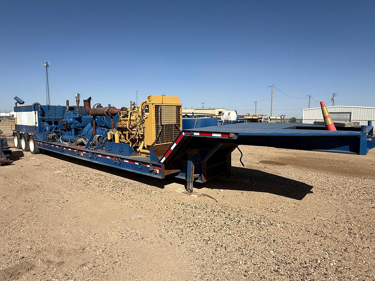 Used GARDNER DENVER PA8Y 10K WP TRIPLEX WEL SERVICE PUMP P/B CATERPILLAR 3408DITA MTD ON 1998 ATOKA 3-AXLE LOWBOY TRAILER