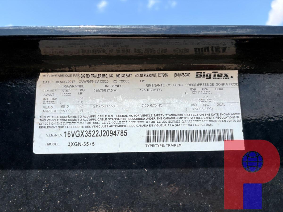 Used 2018 BIG TEX 40’ X 102” T/A GOOSENECK TRAILER