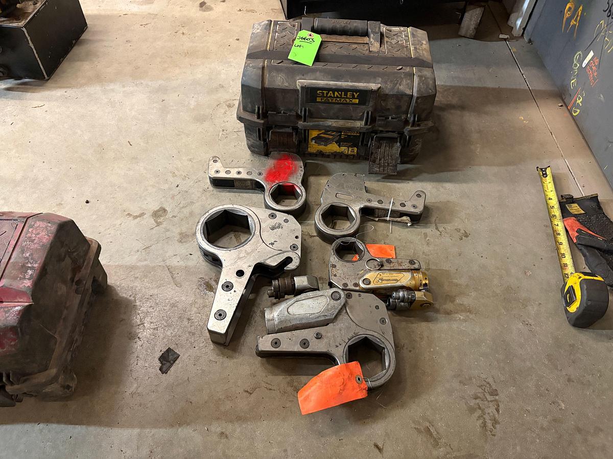 Used Set of (5) hexpro & norwolf hydraulic torque wrenches