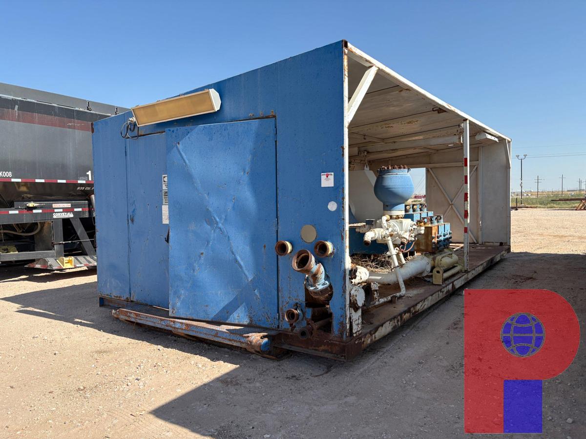 Used NATIONAL 7-P-50 POWER SLUSH TRIPLEX MUD PUMP MTD IN 32’ PUMP HOUSE