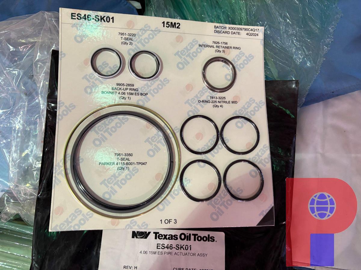 Used CRATE OF TEXAS OIL TOOLS PIPE ACTUATOR ASSEMBLIES, SAFETY GOGGLES, SEALS, O-RINGS, RAMS