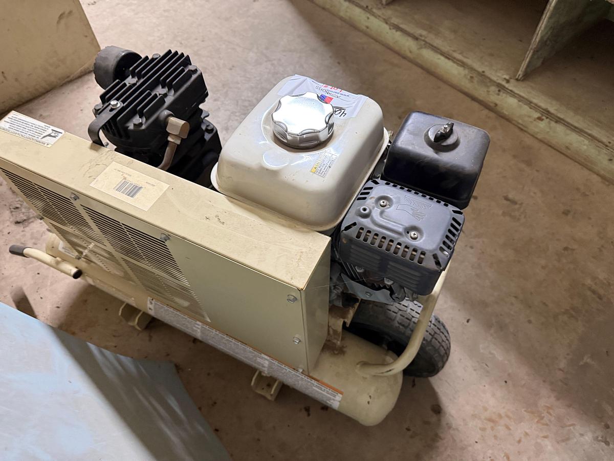 Used (Unused) Ingersoll Rand 5.5 HP 8 Gallon Twin Tank Gas Powered Wheelbarrow Air Compressor (Model SS3J5.5GH-WB)