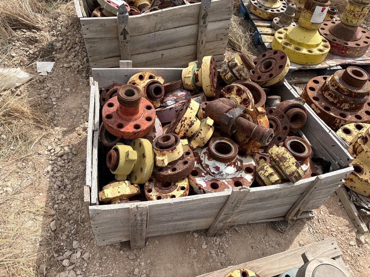 Used (9 pallets) assorted weco flanges, casing packoffs, 2-9/16” gate valves, & (5) assorted spacer spools