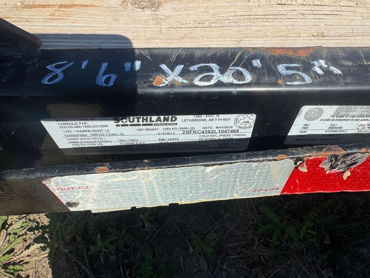 Used 2020 SOUTHLAND 20' FLATBED BP TRAILER