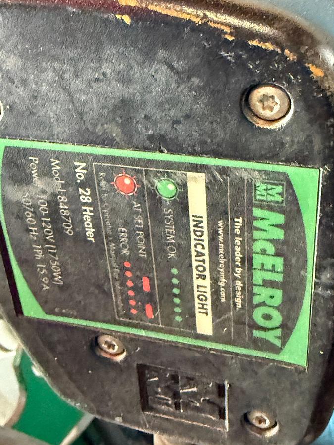 Used MCELROY PITBULL NO. 28 MODEL AT805505 ELECTRIC FUSION MACHINE