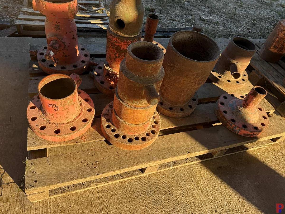Used (3) PALLETS W/ WELL HEAD ADAPTER FLANGES, SWAGES, & RELATED