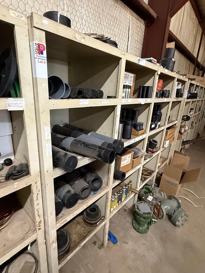 Used 8’ x 2’ x 6’ 20-BIN WOOD PARTS SHELF
