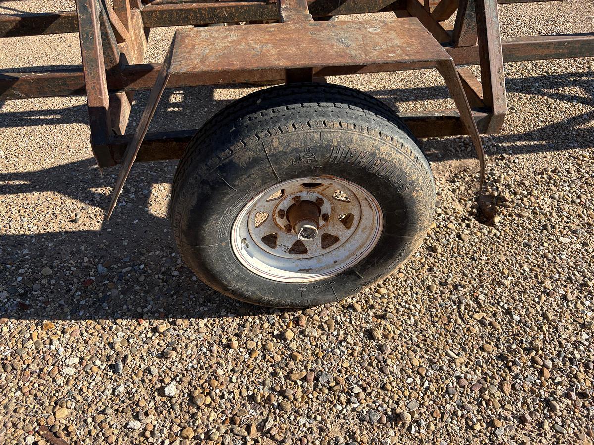 Used SHOPBUILT 29’ x 24” s/a bumper pull pipe trailer